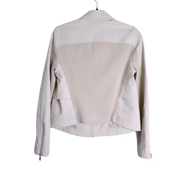 BY ANTHROPOLOGIE Marcail Faux Leather Anorak Jacket Beige Long Sleeve Women's S